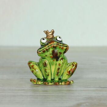 Prince grenouille en grès assis, 6,5 x 4,5 x 7 cm, vert, 808067 2