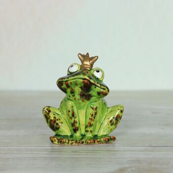 Prince grenouille en grès assis, 7,5 x 5 x 8 cm, vert, 808074 2