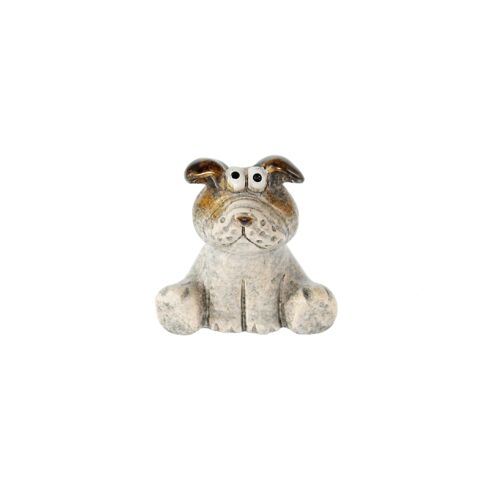 Steingut-Hund sitzend, 6,5 x 5 x 6 cm, beige/braun, 808111