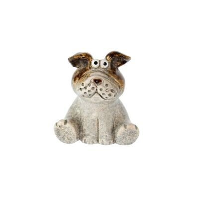 Stoneware dog sitting, 9 x 8 x 9.5 cm, beige/brown, 808128