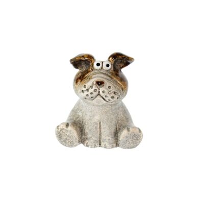 Steingut-Hund sitzend, 9 x 8 x 9,5 cm, beige/braun, 808128