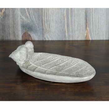 Forme de feuille de bain d'oiseaux en ciment, 28 x 15 x 8,5 cm, gris, 808173 2