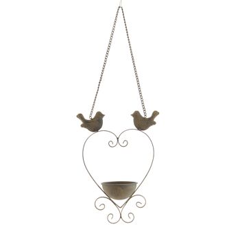 Coeur de bain d'oiseaux en métal, 18,5 x 8,5 x 49 cm, marron foncé, 808876 1