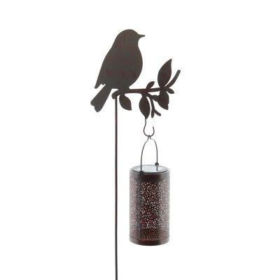 Metal plug with LED lantern, solar powered, 21.5 x 9 x 100 cm, dark brown, 808920