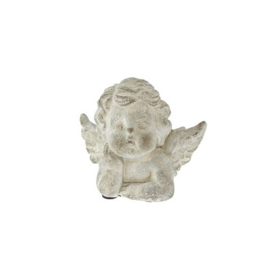 Cement angel cherub, 10 x 6.5 x 9 cm, gray, 809385