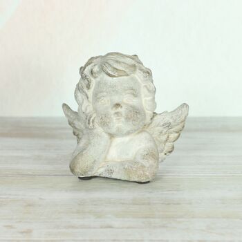 Putti d'ange en ciment, 12,5 x 8,5 x 11,5 cm, gris, 809392 2