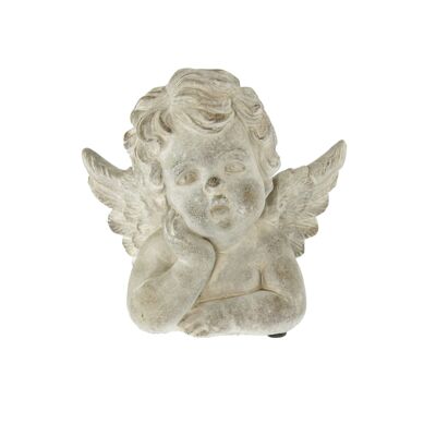 Cement angel cherub, 16 x 11 x 15 cm, gray, 809408