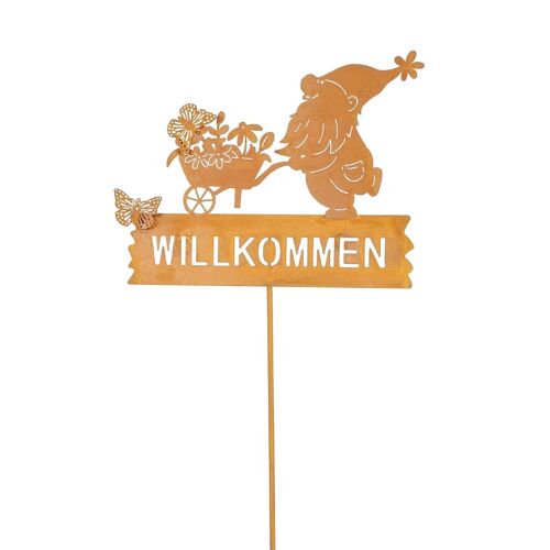 Metall-Stecker WILLKOMMEN, 17 x 0,5 x 69 cm, rostfarben, 810190