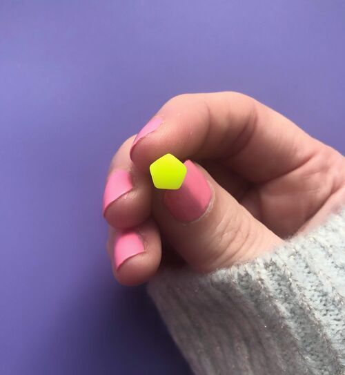 Neon yellow pentagon tiny earrings