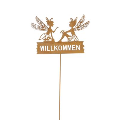 Metall-Stecker Elfen Willkomm., 19 x 0,3 x 62 cm, rostfarben, 810381
