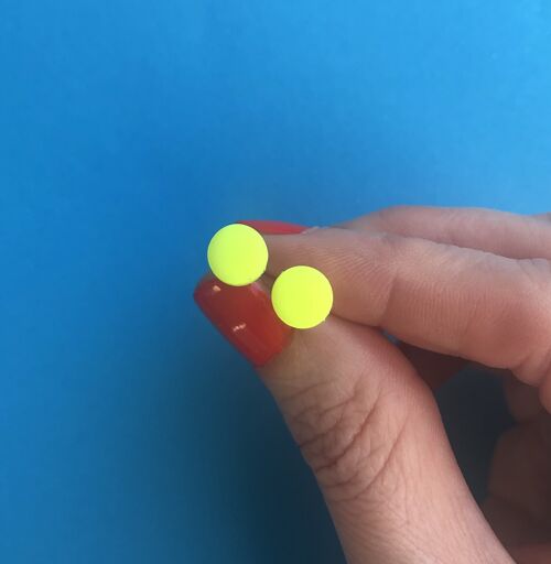 Neon yellow tiny circle earrings