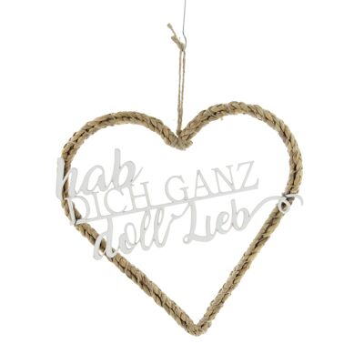 Percha de metal con forma de corazón y texto, 30 x 1,5 x 30 cm, blanco, 810787