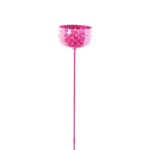 Metall-Gartenstecker Kreise gr, Ø 11 x 65 cm, pink Emaille, 813405