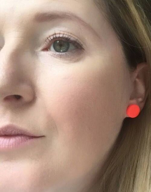 Neon orange circle earrings