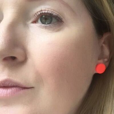 Neon orange circle earrings