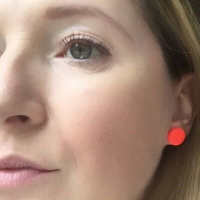 Neon orange circle earrings