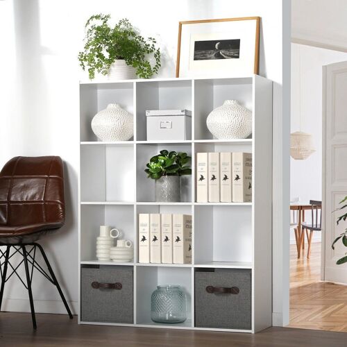 Etagère de rangement avec 12 cases - Blanc - L93 x H124 cm