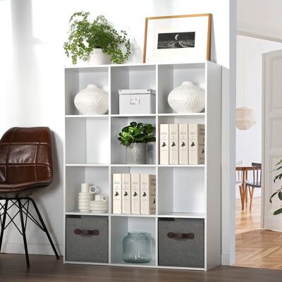 Storage shelf with 12 compartments - White - L93 x H124 cm