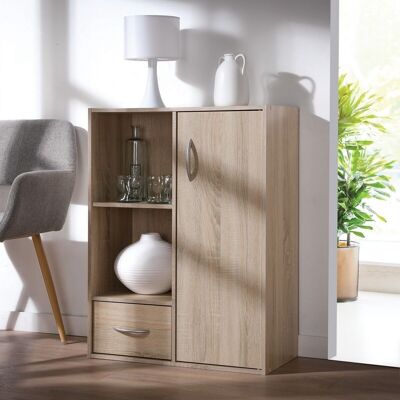 Storage shelf 2 lockers with 1 drawer and 1 cupboard - Light wood - L61.5 cm