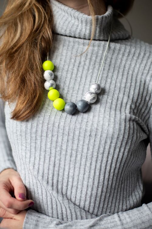 Neon yellow & silver statement necklace