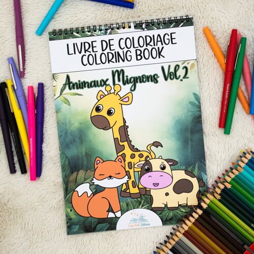 Livre de Coloriages pour enfants, Animaux Mignons Vol 2