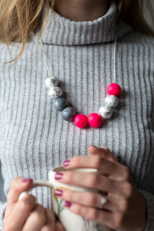 Neon pink & silver statement necklace