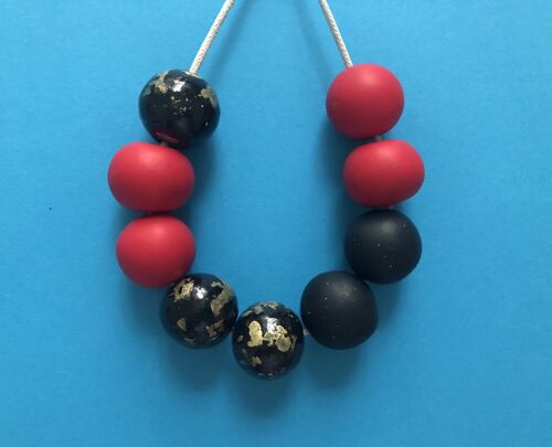 Black & red polymer clay necklace