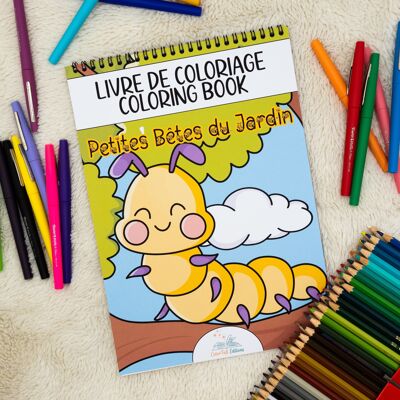Libro para colorear para niños, Pequeñas criaturas del jardín.