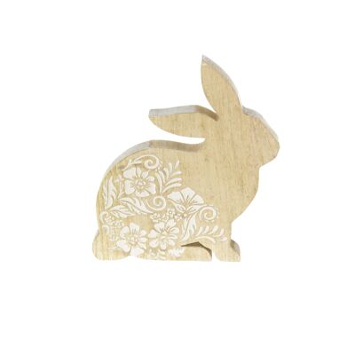 Coniglietto in legno di mango da posizionare in piedi, 18 x 2,5 x 20 cm, naturale/bianco, 801730