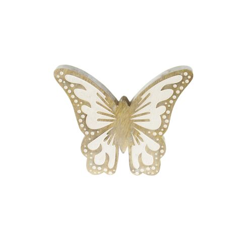 Mangoholz-Schmetterling, 20,5 x 3 x 16,5cm, natur/weiß, 801754