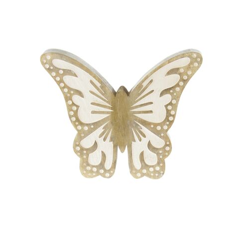 Mangoholz-Schmetterling, 25,5 x 3,5 x 20,5cm,natur/weiß, 801761