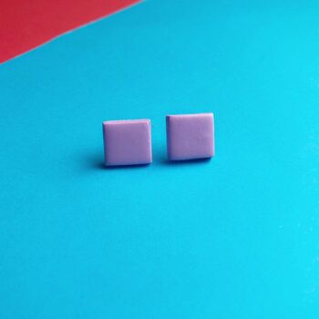 Boucles d'oreilles carrées lilas 1