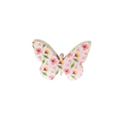 Farfalla in legno di mango, 10 x 2,5 x 15 cm, rosa, 801921