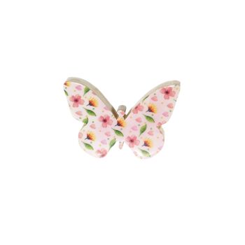 Papillon en bois de manguier, 10 x 2,5 x 15 cm, rose, 801921 1
