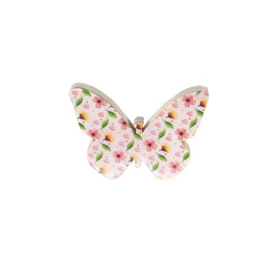 Farfalla in legno di mango, 12,5 x 2,5 x 18 cm, rosa, 801938
