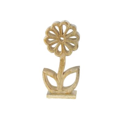Mango wood flower for standing, 10.5 x 3.5 x 21cm, natural, 801945