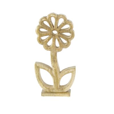 Mango wood flower for standing, 13 x 3.5 x 26cm, natural, 801952