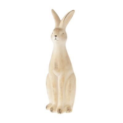 Conejo de cerámica sentado alto, 12 x 10 x 33 cm, marrón, 804168