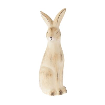 Coniglio in ceramica seduto alto, 8,5 x 8 x 24 cm, marrone, 804175
