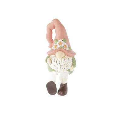 Ceramic gnome slacker legs, 7.5 x 7 x 12.5 cm, pink/green, 804250