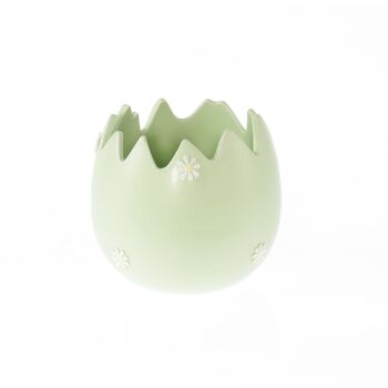 Coquille d'œuf en dolomite avec fleurs, 11,5 x 10 x 10,5 cm, vert, 804885 1