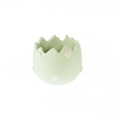 Dolomite eggshell with flowers, 9.5 x 8.5 x 9 cm, green, 804892