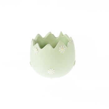 Coquille d'œuf en dolomite avec fleurs, 9,5 x 8,5 x 9 cm, vert, 804892 2