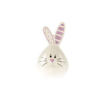 Tête de lapin Dolomite à poser, 6 x 5,5 x 10,5 cm, blanc/violet, 804991 1