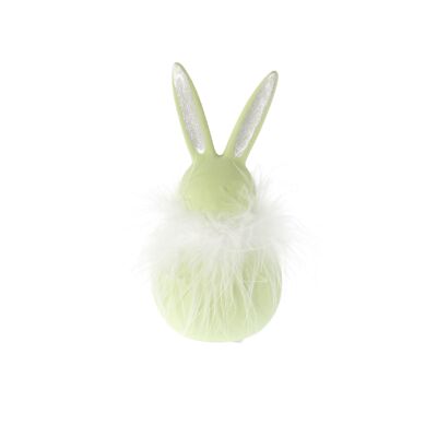 Conejo de dolomita con collar de peluche, 7 x 7 x 15 cm, verde, 805295