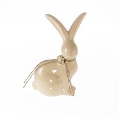 Lapin Dolomite accroupi, 12,5 x 11 x 20 cm, beige, 805349