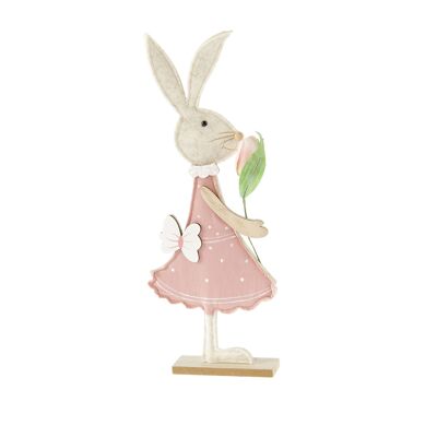 Felt bunny standing with tulip, 14 x 4 x 37 cm, pink, 805998