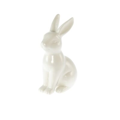 Conejo de dolomita agachado, 6 x 4 x 9,7 cm, blanco mate, 807084