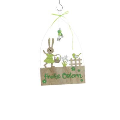 Wooden hanger sign Happy Easter, 15 x 1 x 25 cm, green, 807213