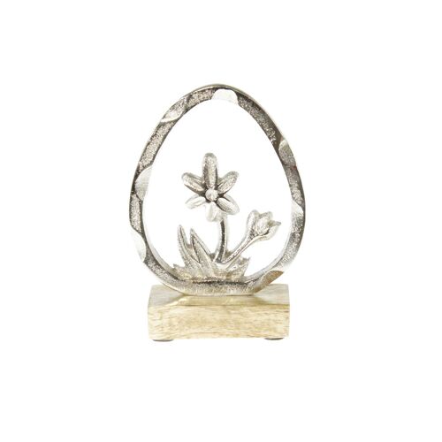 Aluminium-Blume im Osterei, 9,5 x 3,5 x 14cm, silber/natur, 812743